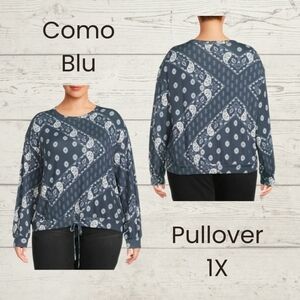 Como Blu 1X Paisley Rib Knit Pullover NWT